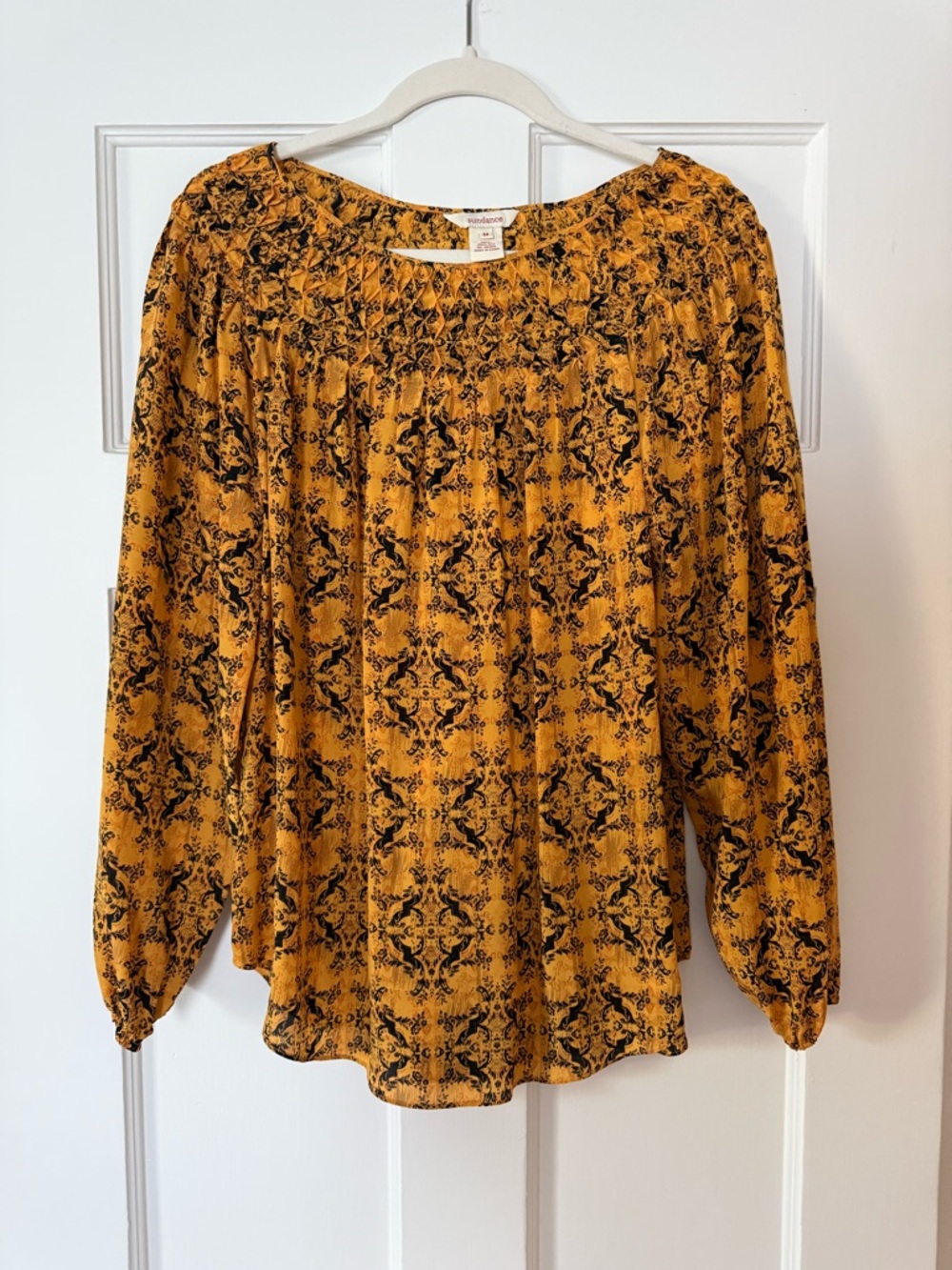 Sundance Mustard Yellow and Black Patterned Peasant Tunic